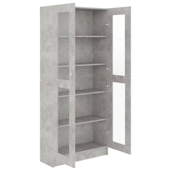 Armoire à vitrine Gris béton 82,5x30,5x185,5 cm Bois ingénierie – Image 3