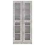 Armoire à vitrine Gris béton 82,5x30,5x185,5 cm Bois ingénierie – Image 4