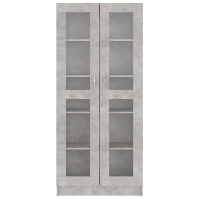 Armoire à vitrine Gris béton 82,5x30,5x185,5 cm Bois ingénierie – Image 4