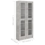 Armoire à vitrine Gris béton 82,5x30,5x185,5 cm Bois ingénierie – Image 6
