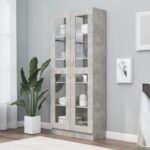 Armoire à vitrine Gris béton 82,5x30,5x185,5 cm Bois ingénierie