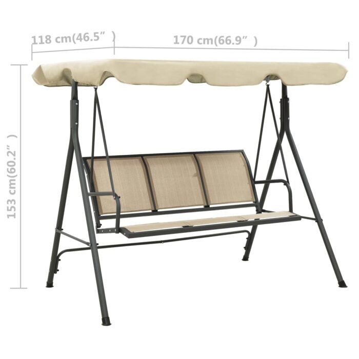 Balancelle de jardin avec baldaquin Anthracite et sable – Image 6