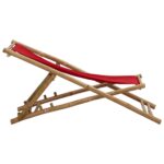 Chaise de terrasse bambou et toile rouge – Image 3