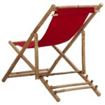 Chaise de terrasse bambou et toile rouge – Image 4