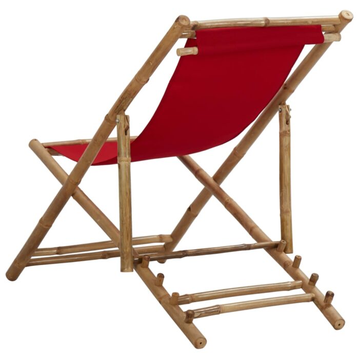 Chaise de terrasse bambou et toile rouge – Image 4