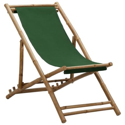 Chaise de terrasse Bambou et toile Vert