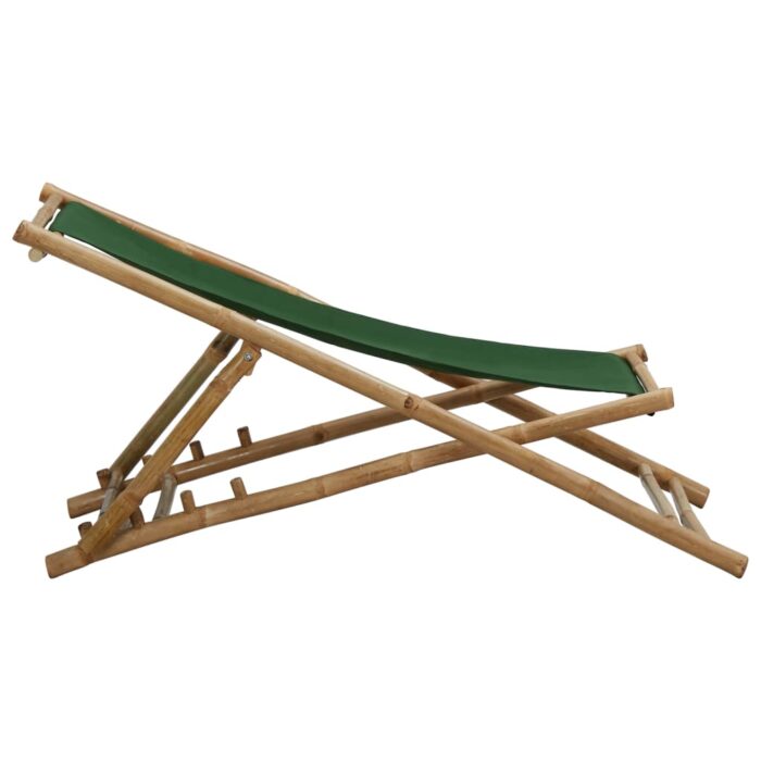 Chaise de terrasse Bambou et toile Vert – Image 3