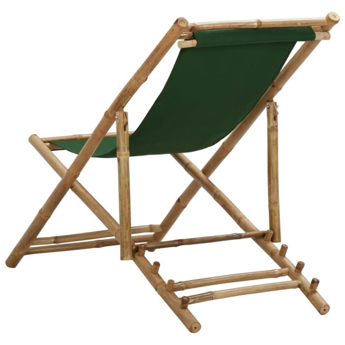 Chaise de terrasse Bambou et toile Vert – Image 4