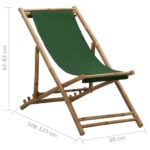 Chaise de terrasse Bambou et toile Vert – Image 7