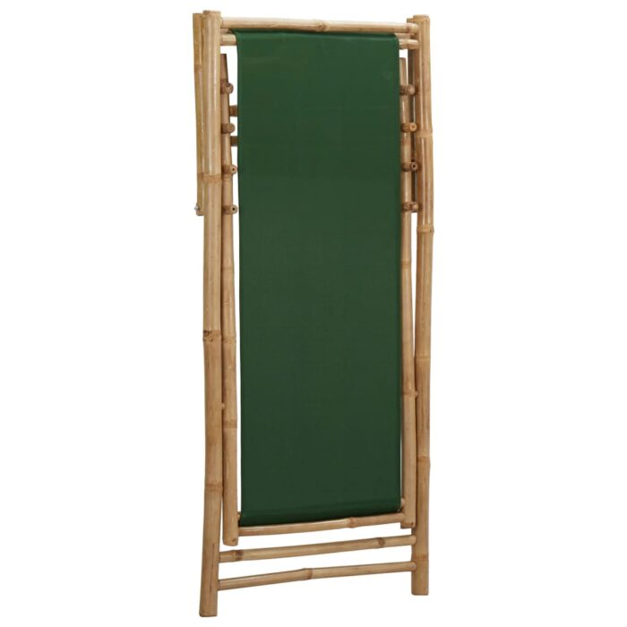Chaise de terrasse Bambou et toile Vert – Image 8