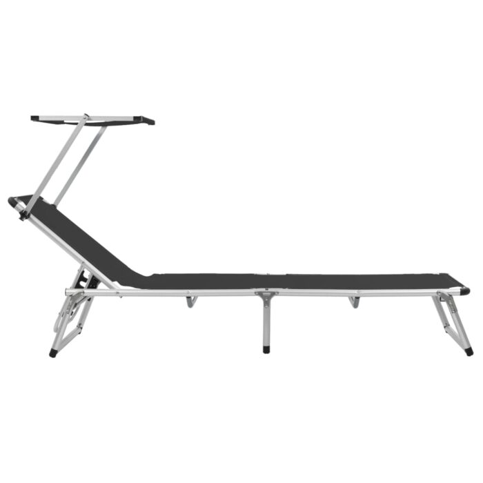 Chaises longues pliables et toit lot de 2 Aluminium textilène – Image 3