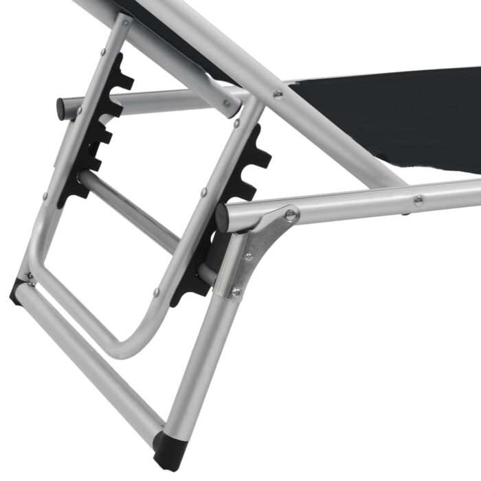 Chaises longues pliables et toit lot de 2 Aluminium textilène – Image 7