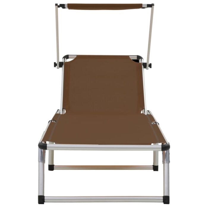 Chaises longues pliables et toit lot de 2 Aluminium textilène – Image 2