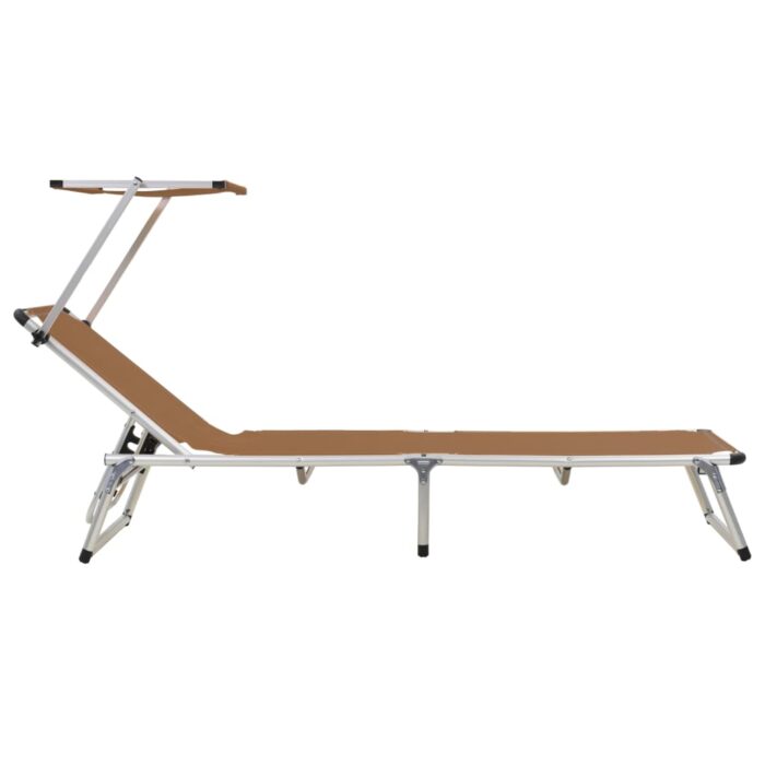 Chaises longues pliables et toit lot de 2 Aluminium textilène – Image 3