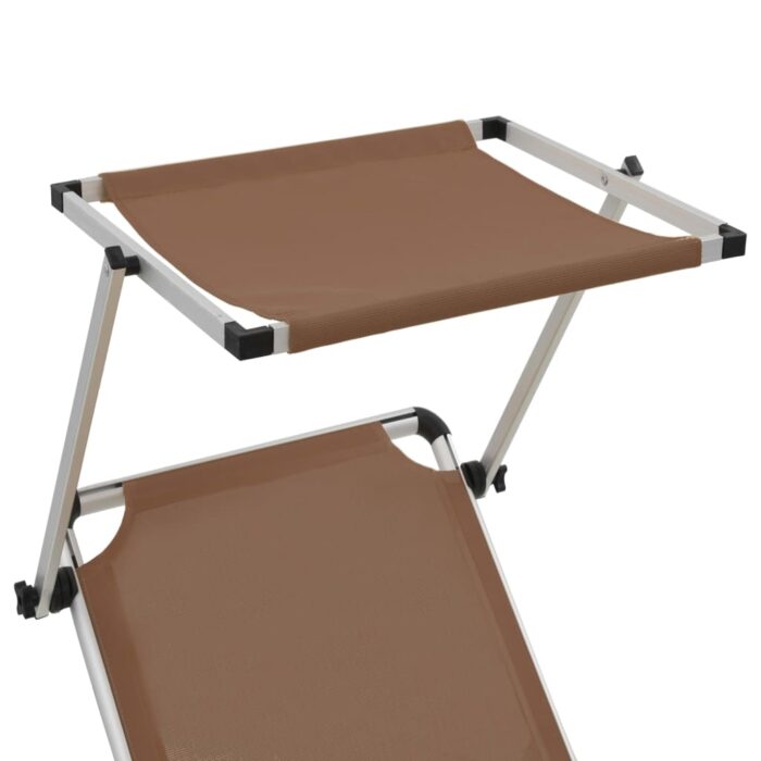 Chaises longues pliables et toit lot de 2 Aluminium textilène – Image 6