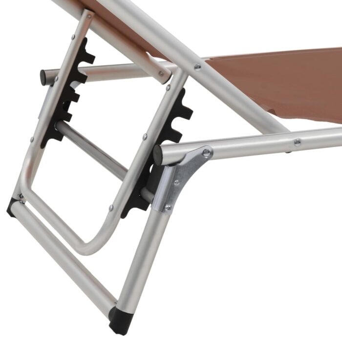 Chaises longues pliables et toit lot de 2 Aluminium textilène – Image 7