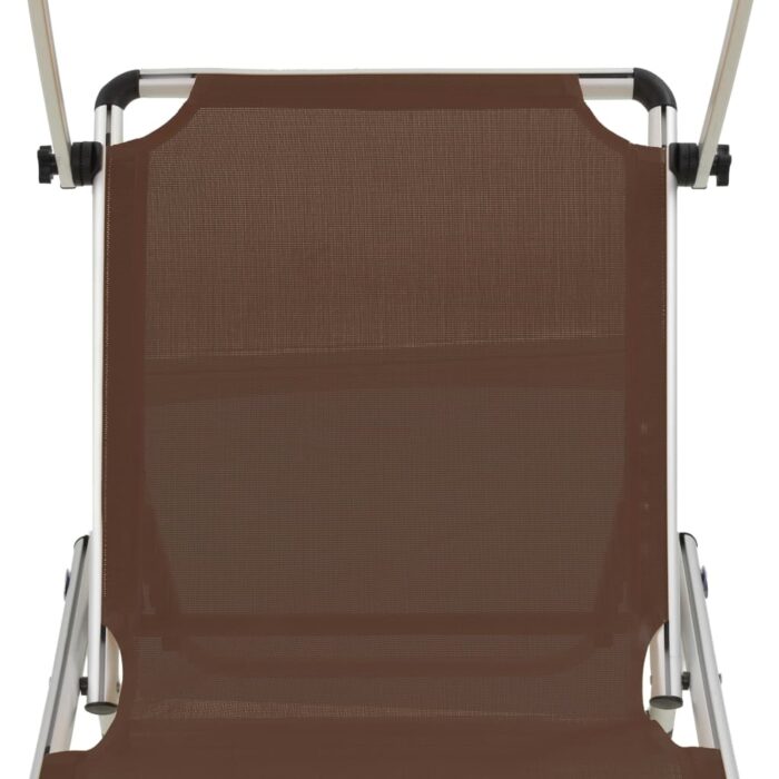 Chaises longues pliables et toit lot de 2 Aluminium textilène – Image 8