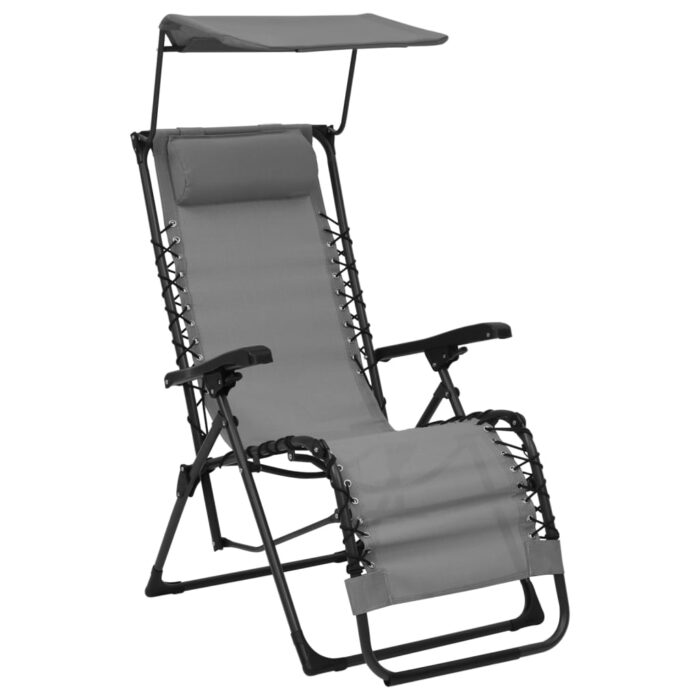 Chaise pliable de terrasse Textilène Gris – Image 1