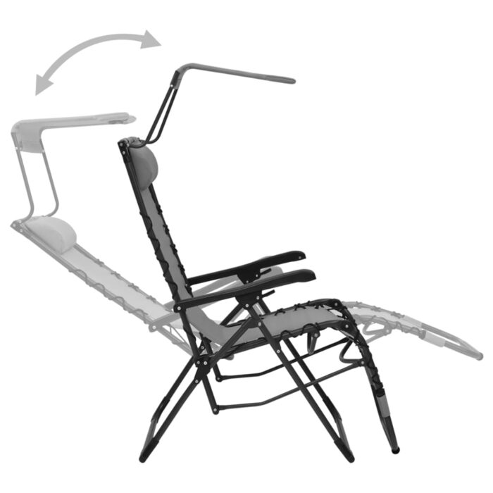 Chaise pliable de terrasse Textilène Gris – Image 3