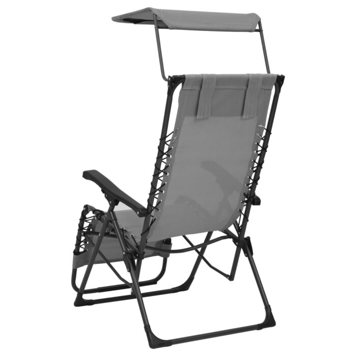 Chaise pliable de terrasse Textilène Gris – Image 4