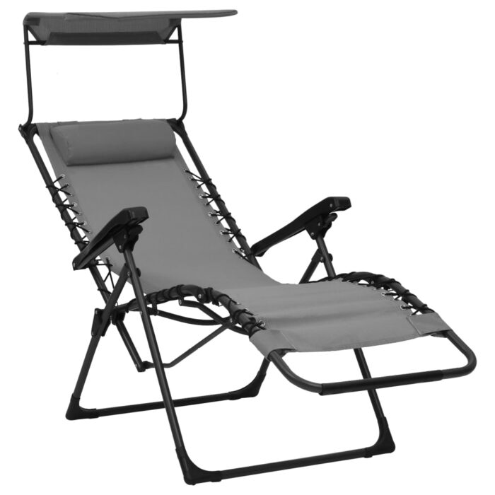 Chaise pliable de terrasse Textilène Gris – Image 5
