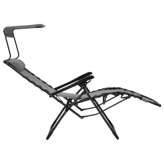 Chaise pliable de terrasse Textilène Gris – Image 6