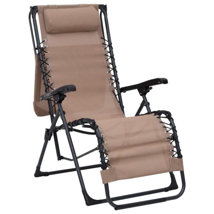 Chaise pliable de terrasse Textilène Taupe – Image 2