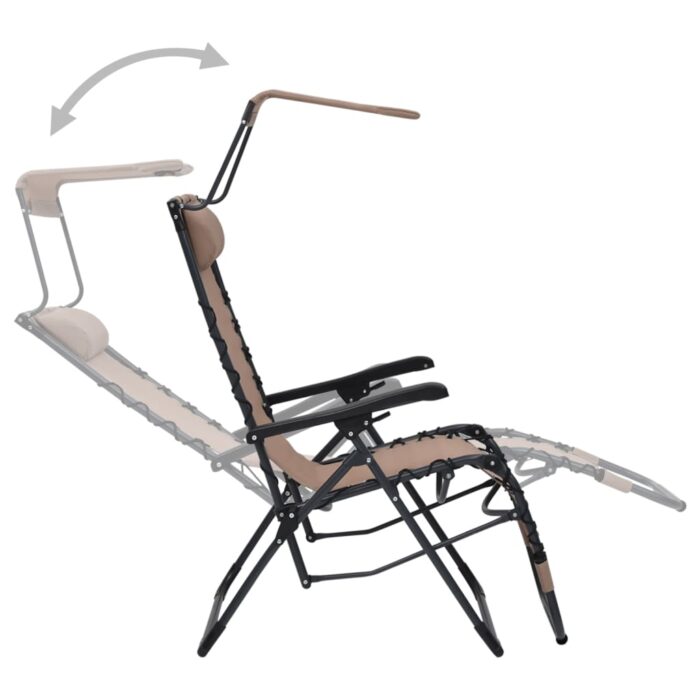 Chaise pliable de terrasse Textilène Taupe – Image 3