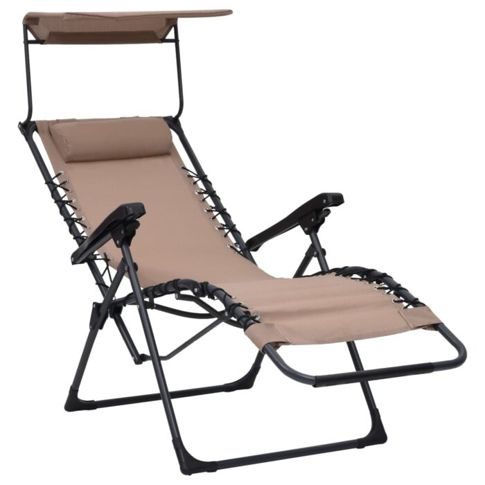 Chaise pliable de terrasse Textilène Taupe – Image 6