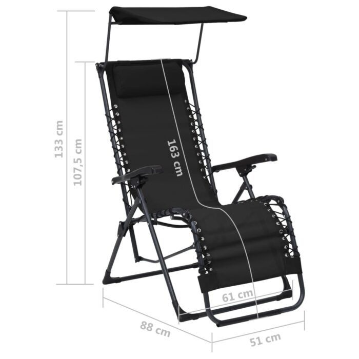 Chaises pliables de terrasse lot de 2 Textilène Noir – Image 11