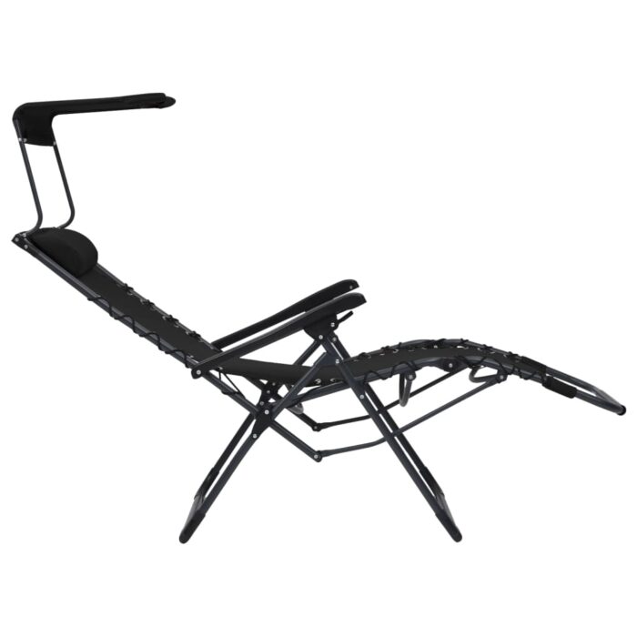 Chaises pliables de terrasse lot de 2 Textilène Noir – Image 7