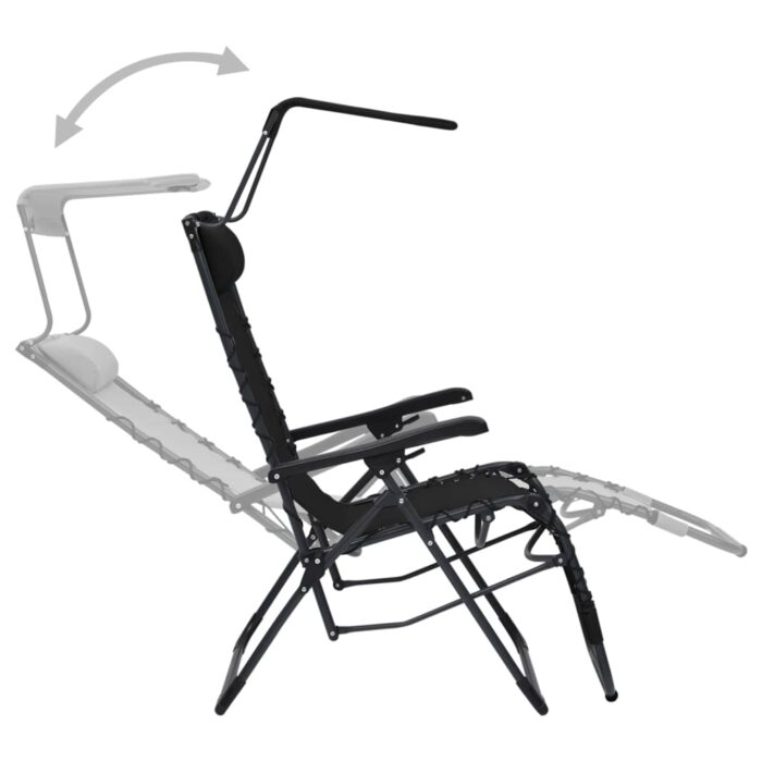 Chaises pliables de terrasse lot de 2 Textilène Noir – Image 8