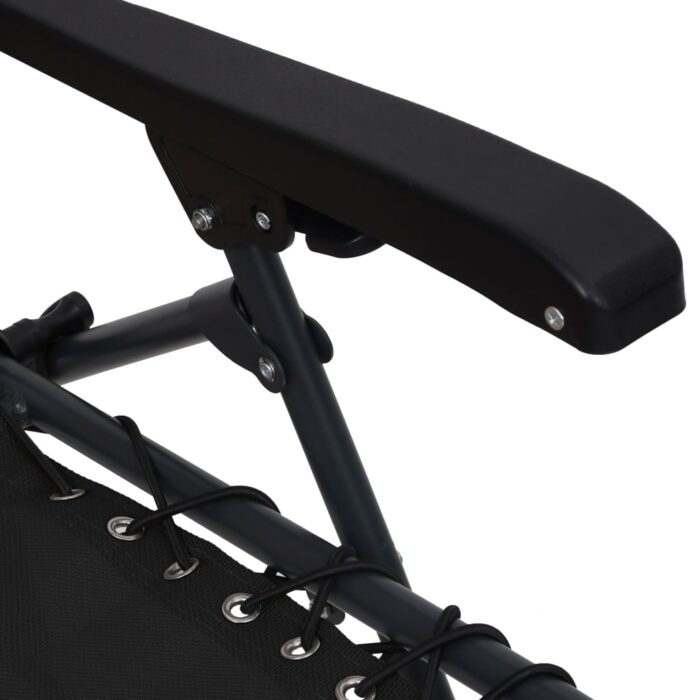 Chaises pliables de terrasse lot de 2 Textilène Noir – Image 9