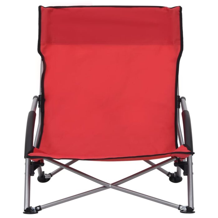 Chaises de plage pliables lot de 2 Rouge Tissu – Image 2