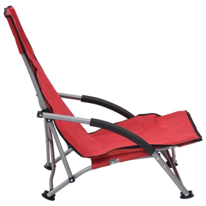 Chaises de plage pliables lot de 2 Rouge Tissu – Image 3
