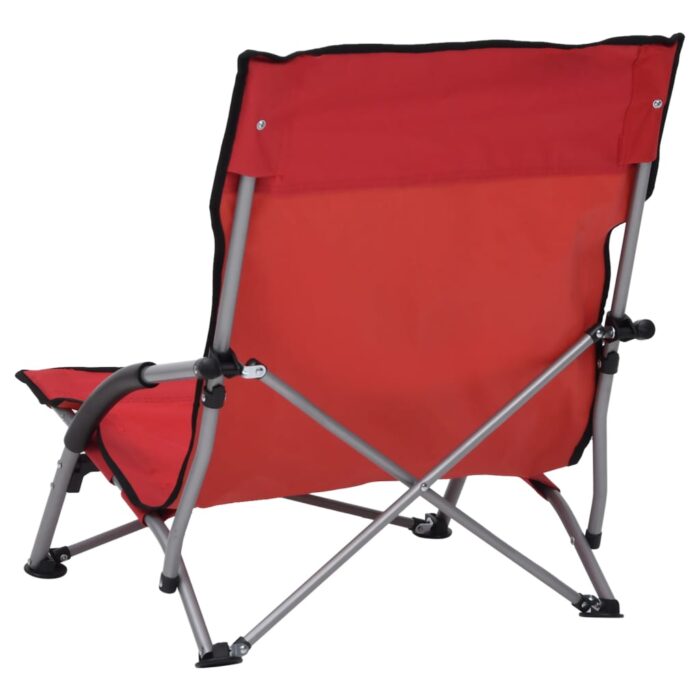 Chaises de plage pliables lot de 2 Rouge Tissu – Image 4