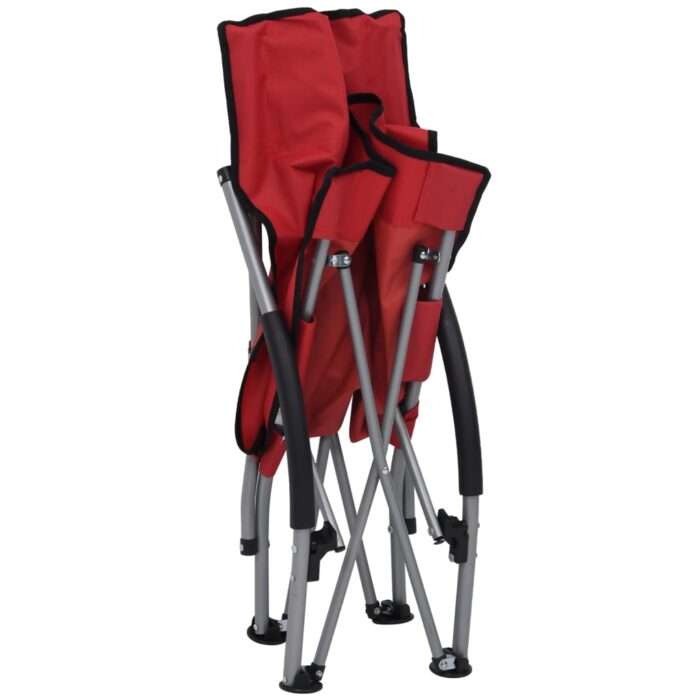 Chaises de plage pliables lot de 2 Rouge Tissu – Image 5
