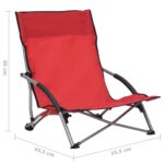 Chaises de plage pliables lot de 2 Rouge Tissu – Image 7