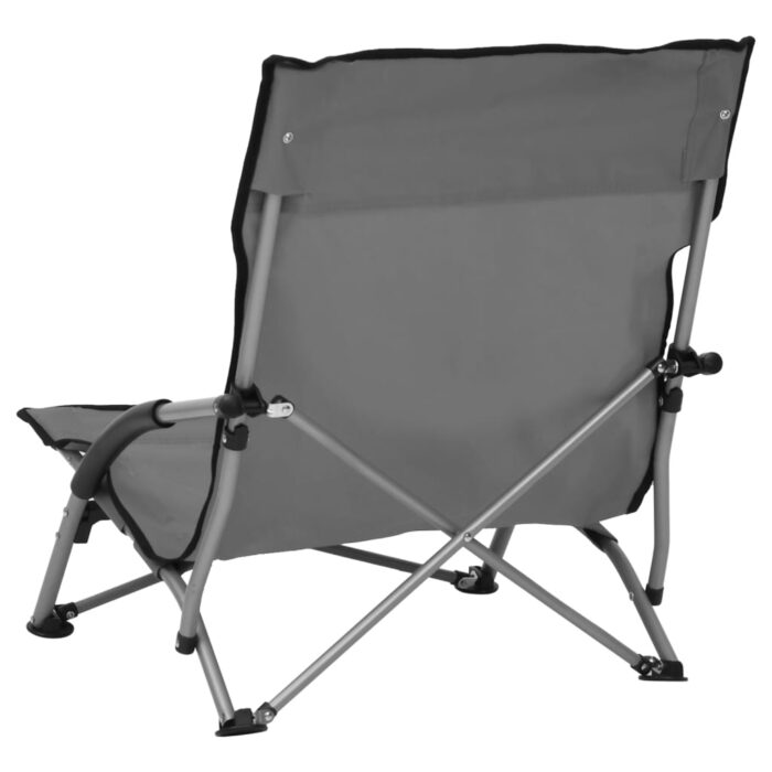 Chaises de plage pliables lot de 2 Gris Tissu – Image 4