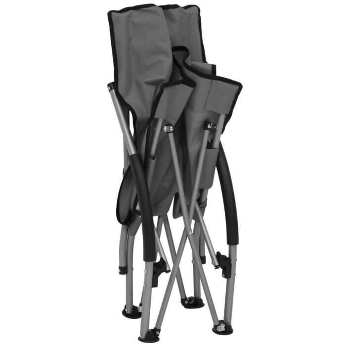 Chaises de plage pliables lot de 2 Gris Tissu – Image 5