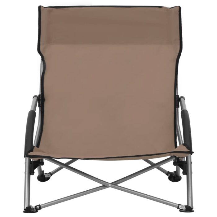 Chaises de plage pliables lot de 2 Taupe Tissu – Image 2