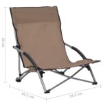 Chaises de plage pliables lot de 2 Taupe Tissu – Image 7