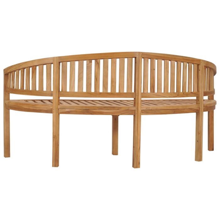Banc de jardin en forme de banane 180 cm bois de teck solide – Image 3