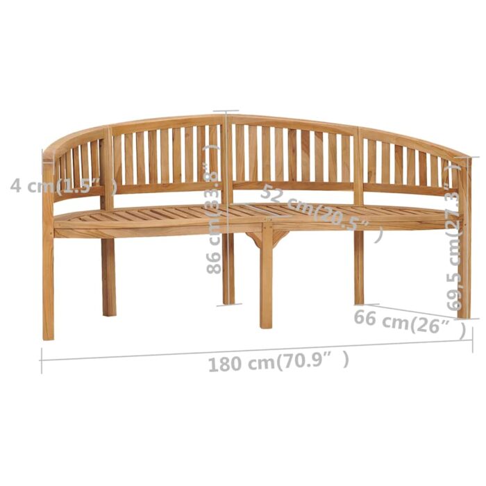 Banc de jardin en forme de banane 180 cm bois de teck solide – Image 7