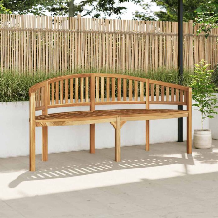 Banc de jardin en forme de banane 180 cm bois de teck solide – Image 1