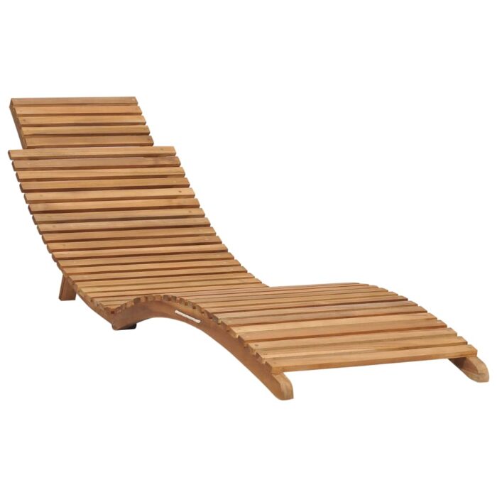 Chaise longue pliable avec table Bois de teck solide – Image 4