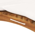 Chaise longue pliable avec coussin blanc crème Bois de teck – Image 4