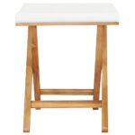 Chaises pliables lot de 2 Bois teck solide et tissu Blanc crème – Image 3