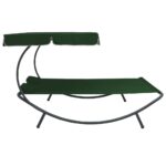 Lit de repos d'extérieur avec auvent et oreillers Vert – Image 2