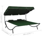 Lit de repos d'extérieur avec auvent et oreillers Vert – Image 6